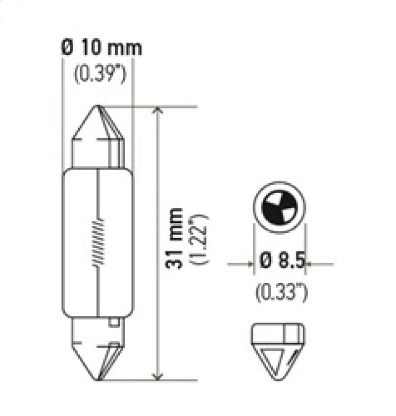 Hella - Hella Universal Clear 12V 10W 10x41mm T3.25 Bulb - Demon Performance