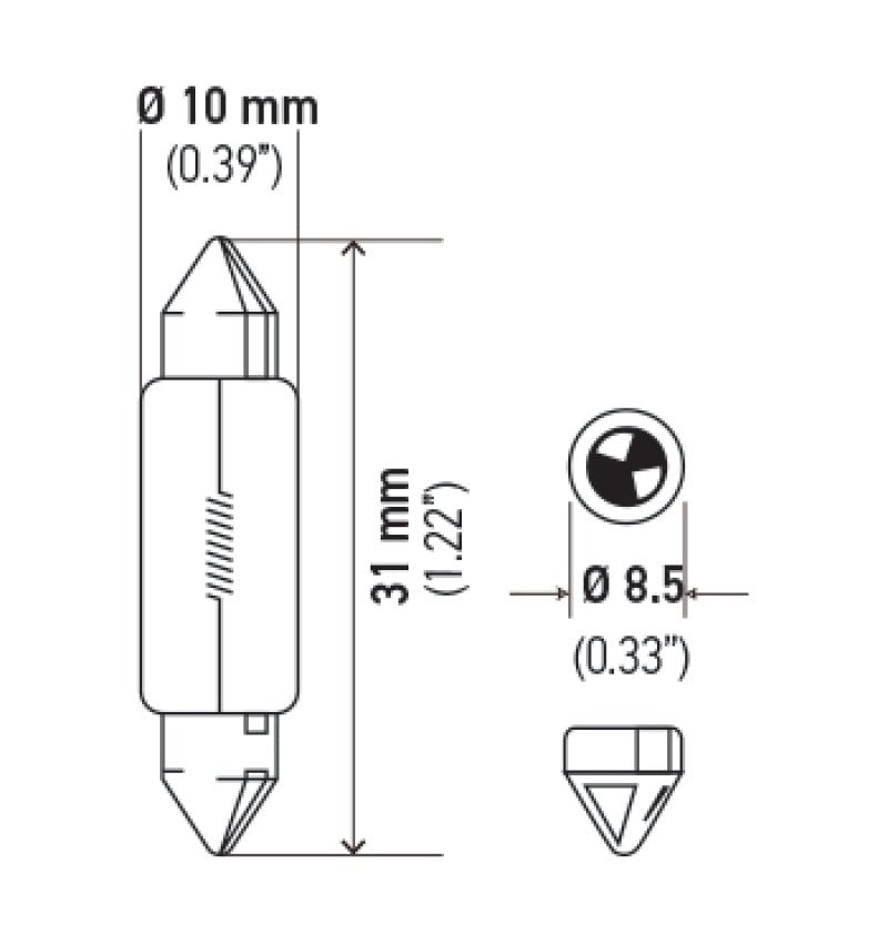 Hella - Hella Universal Clear 12V 10W 10x41mm T3.25 Bulb - Demon Performance