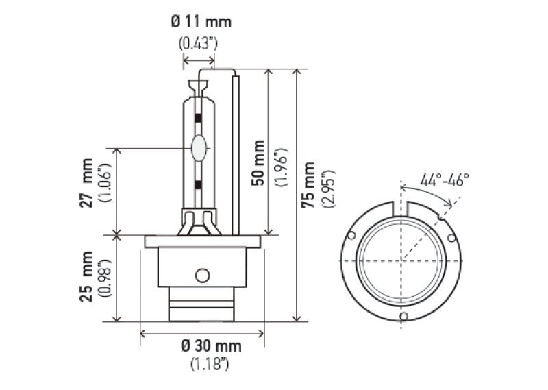 Hella - Hella Xenon D2S Bulb P32 - 2d 85V 35W 4300k - Demon Performance