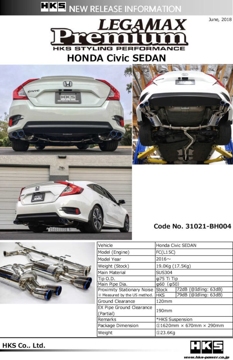 HKS - HKS LEGAMAX Premium HONDA CIVIC SEDAN FC - Demon Performance