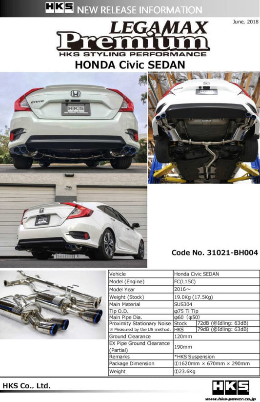 HKS - HKS LEGAMAX Premium HONDA CIVIC SEDAN FC - Demon Performance