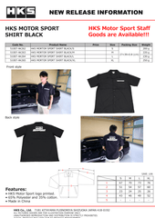HKS - HKS MOTORSPORT BUTTON - UP SHIRT BLACK S - Demon Performance