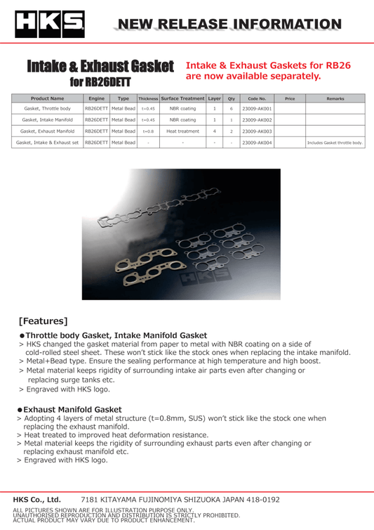 HKS - HKS RB26DETT Exhaust Manifold Gasket - Demon Performance