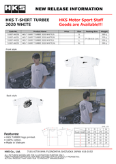 HKS - HKS T - SHIRT TURBEE 2020 WHITE S - Demon Performance