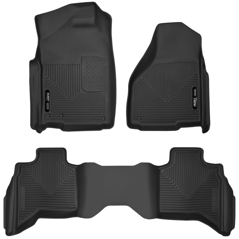 Husky Liners - Husky Liners 10 - 18 Dodge Ram 1500 Quad Cab X - Act Contour Front & Second Seat Floor Liners - Black - Demon Performance