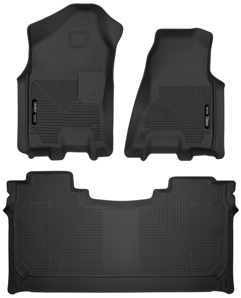 Husky Liners - Husky Liners 19 - 22 Dodge Ram 1500 Crew Cab X - Act Contour Front & Second Seat Floor Liners - Black - Demon Performance