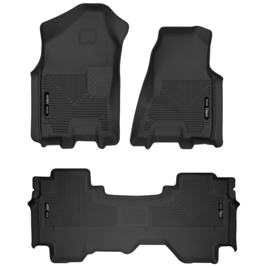 Husky Liners - Husky Liners 19 - 24 Dodge Ram 1500 X - Act Front + 2nd Seat Floor Liner Set - Black - Demon Performance