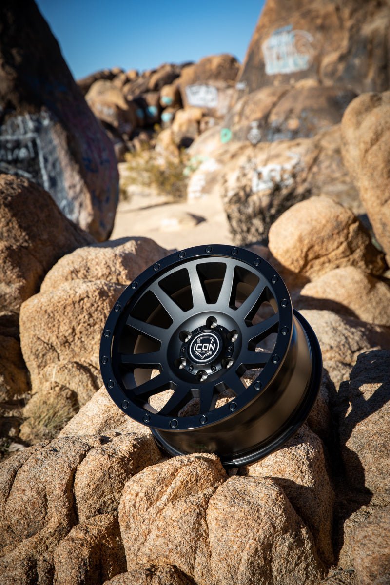 ICON - ICON Compression 17x8.5 6x5.5 0mm Offset 4.75in BS 106.1mm Bore Double Black Wheel - Demon Performance