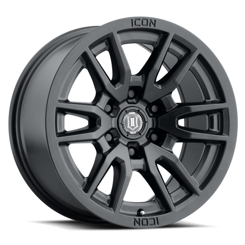 ICON - ICON Vector 6 17x8.5 6x5.5 0mm Offset 4.75in BS 106.1mm Bore Satin Black Wheel - Demon Performance