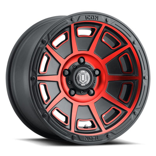 ICON - ICON Victory 17x8.5 5x5 -6mm Offset 4.5in BS Satin Black w/Red Tint Wheel - Demon Performance