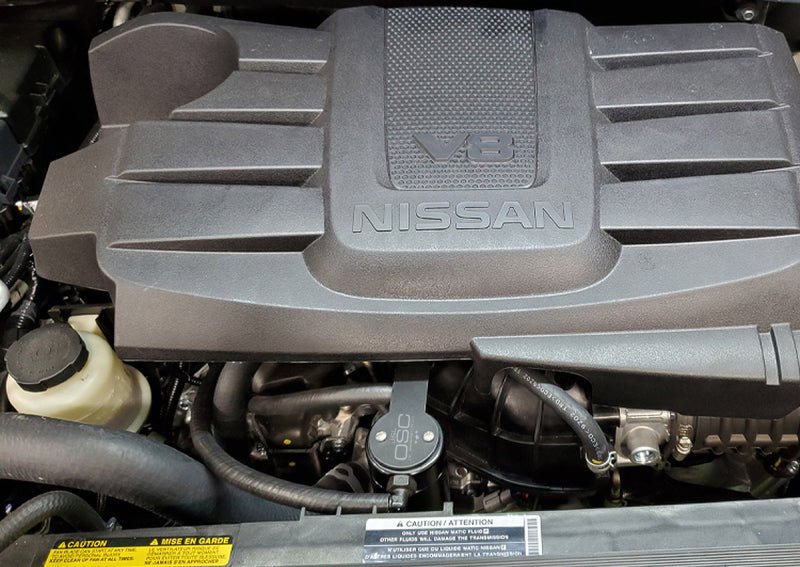 J&L - J&amp;L 16 - 24 Nissan Titan 5.6L Passenger Side Oil Separator 3.0 - Black Anodized - Demon Performance