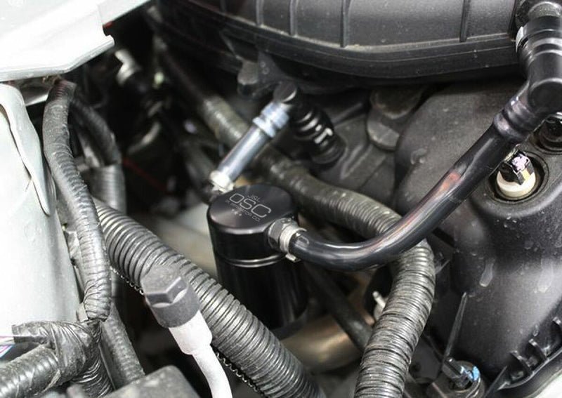 J&L - J&L 11 - 17 Ford Mustang V6 Passenger Side Oil Separator 3.0 - Black Anodized - Demon Performance