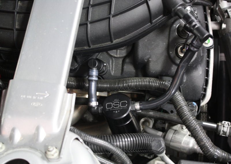J&L - J&L 11 - 17 Ford Mustang V6 Passenger Side Oil Separator 3.0 - Black Anodized - Demon Performance
