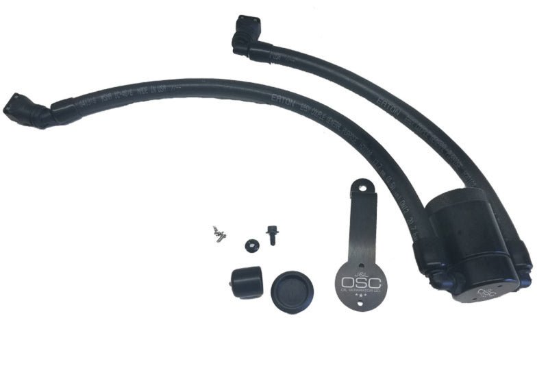J&L - J&L 2018 - 2023 Ford Mustang GT Driver Side Oil Separator 3.0 - Black Anodized - Demon Performance