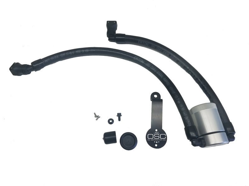 J&L - J&L 2018 - 2023 Ford Mustang GT Driver Side Oil Separator 3.0 - Clear Anodized - Demon Performance