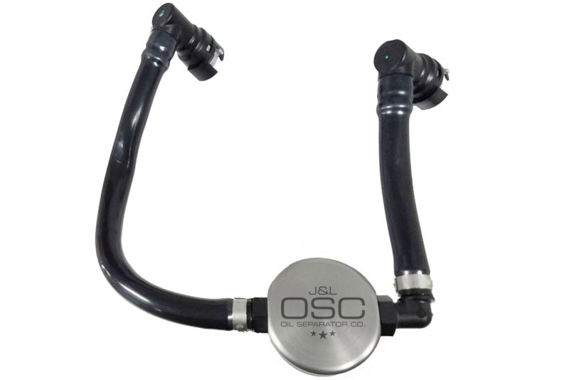 J&L - J&L 2018 - 2023 Ford Mustang GT Passenger Side Oil Separator 3.0 - Clear Anodized - Demon Performance