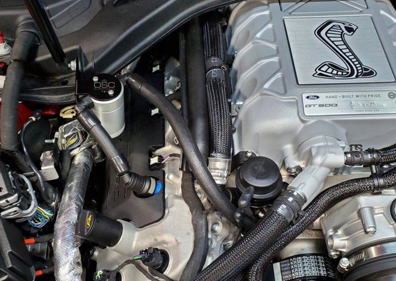 J&L - J&L 2020 - 2022 Ford Mustang GT500 Passenger Side Oil Separator 3.0 - Clear Anodized - Demon Performance