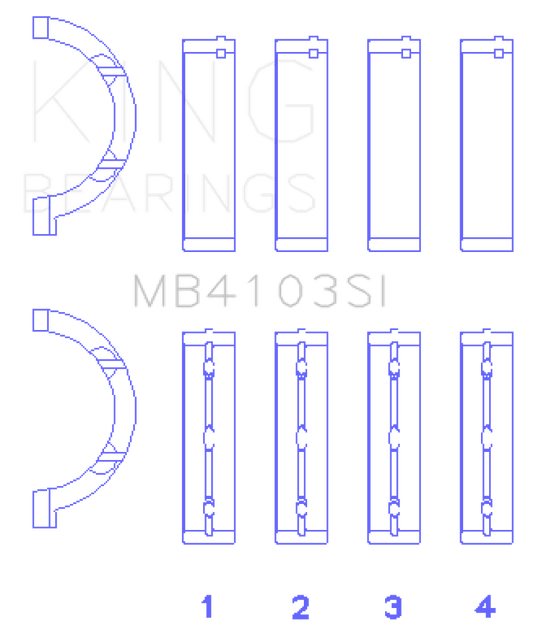 King Engine Bearings - King Chrysler 197 (Size .026) Crankshaft Main Bearings (Set of 4) - Demon Performance