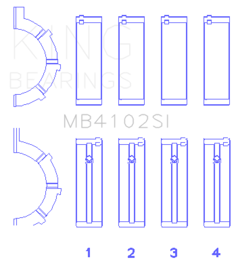 King Engine Bearings - King Chrysler 226 3.7L (Size .026) Crankshaft Main Bearings (Set of 4) - Demon Performance
