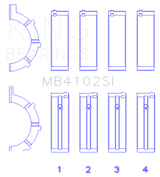 King Engine Bearings - King Chrysler 226 3.7L (Size .026) Crankshaft Main Bearings (Set of 4) - Demon Performance