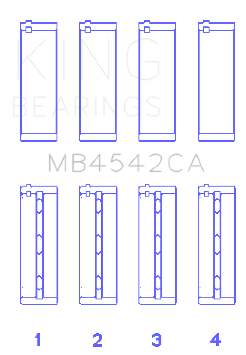 King Engine Bearings - King Nissan VQ20DE, VQ25DD, VQ30DE/DD/DET, VQ35DE (Size Standard) Crankshaft Main Bearing (Set of 4) - Demon Performance