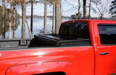 LUND - Lund 04 - 15 Nissan Titan (5.5ft. Bed) Hard Fold Tonneau Cover w/Bracket Kit - Black - Demon Performance