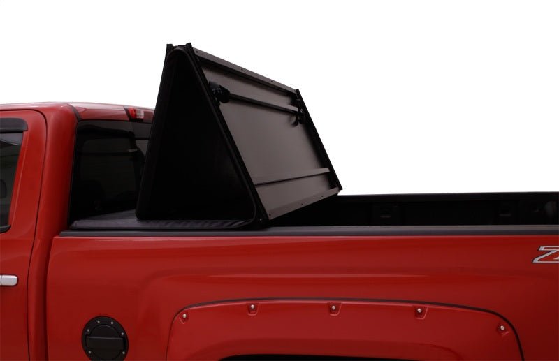 LUND - Lund 04 - 15 Nissan Titan (5.5ft. Bed) Hard Fold Tonneau Cover w/Bracket Kit - Black - Demon Performance