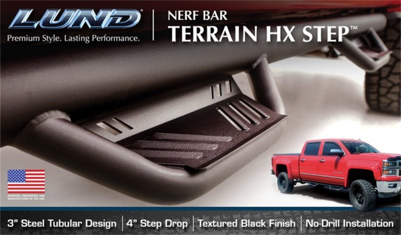 LUND - Lund 09-15 Dodge Ram 1500 Quad Cab (Built Before 7/1/15) Terrain HX Step Nerf Bars - Black - Demon Performance