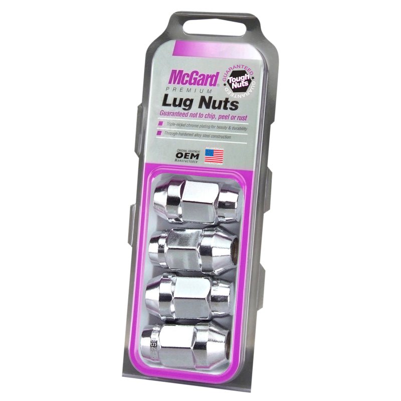 McGard - McGard Hex Lug Nut (Cone Seat Bulge Style) M14X1.5 / 22mm Hex / 1.635in. Length (4 - Pack) - Chrome - Demon Performance