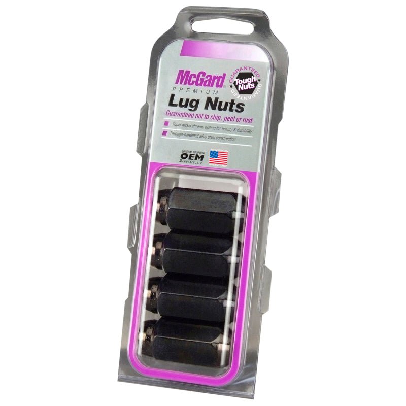 McGard - McGard Hex Lug Nut (Cone Seat) M14X1.5 / 22mm Hex / 1.635in. Length (4 - Pack) - Black - Demon Performance