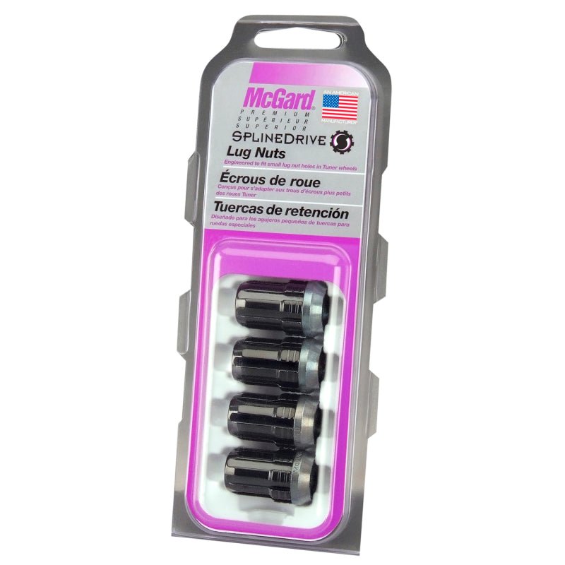 McGard - McGard SplineDrive Lug Nut (Cone Seat) M12X1.25 / 1.24in. Length (4 - Pack) - Black (Req. Tool) - Demon Performance