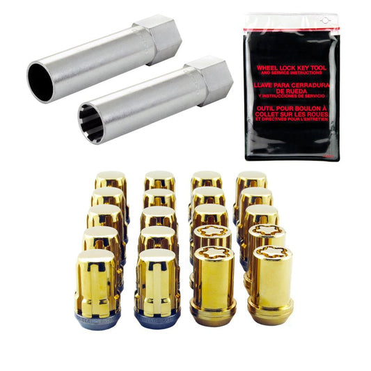 McGard - McGard SplineDrive Tuner 5 Lug Install Kit w/Locks & Tool (Cone) M12X1.25 / 13/16 Hex - Gold - Demon Performance