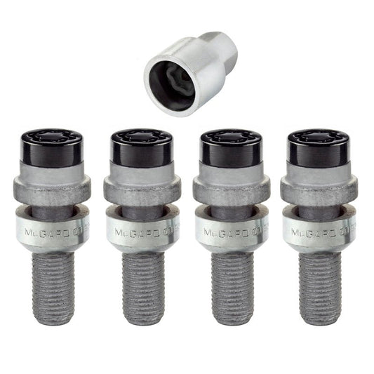 McGard - McGard Wheel Lock Bolt Set - 4pk. (Radius Seat) M14X1.5 / 17mm Hex / 28.2mm Shank Length - Black - Demon Performance