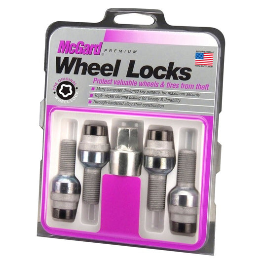 McGard - McGard Wheel Lock Bolt Set - 4pk. (Radius Seat) M14X1.5 / 17mm Hex / 28.2mm Shank Length - Black - Demon Performance
