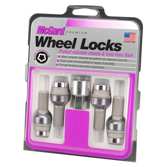 McGard - McGard Wheel Lock Bolt Set - 4pk. (Radius Seat) M14X1.5 / 17mm Hex / 28.2mm Shank Length - Chrome - Demon Performance