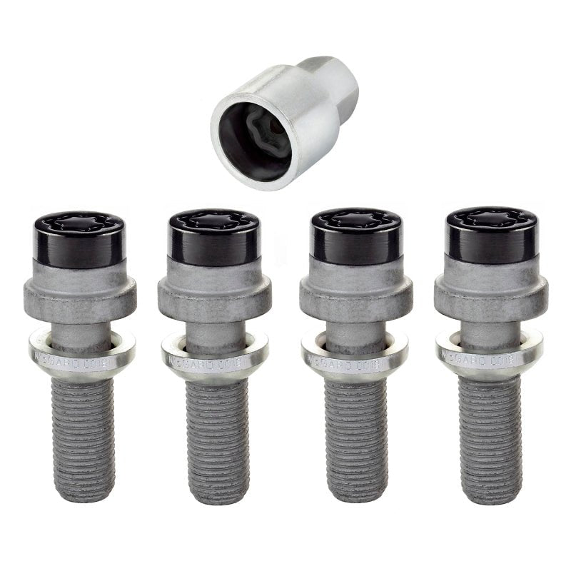 McGard - McGard Wheel Lock Bolt Set - 4pk. (Radius Seat) M14X1.5 / 19mm Hex / 35.4mm Shank Length - Black - Demon Performance