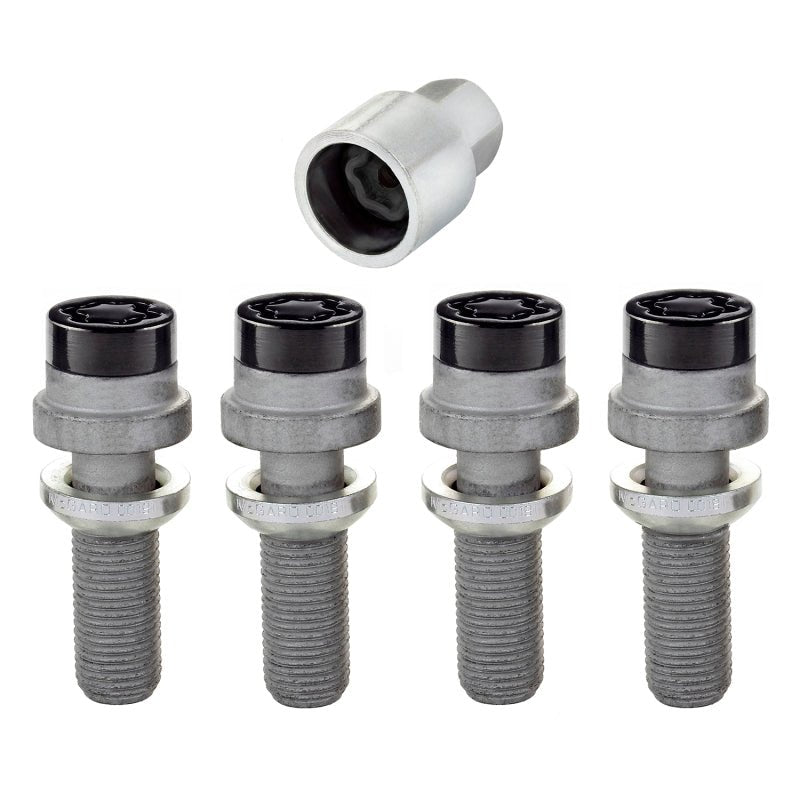 McGard - McGard Wheel Lock Bolt Set - 4pk. (Radius Seat) M14X1.5 / 19mm Hex / 35.4mm Shank Length - Black - Demon Performance