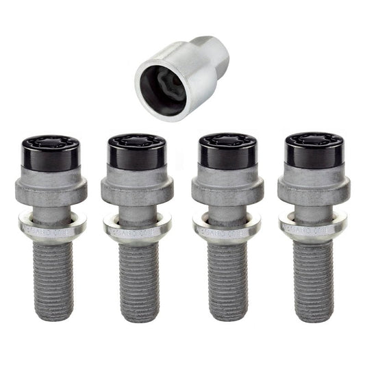 McGard - McGard Wheel Lock Bolt Set - 4pk. (Radius Seat) M14X1.5 / 19mm Hex / 35.4mm Shank Length - Black - Demon Performance