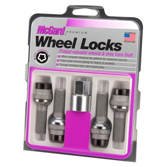 McGard - McGard Wheel Lock Bolt Set - 4pk. (Radius Seat) M14X1.5 / 19mm Hex / 35.4mm Shank Length - Black - Demon Performance