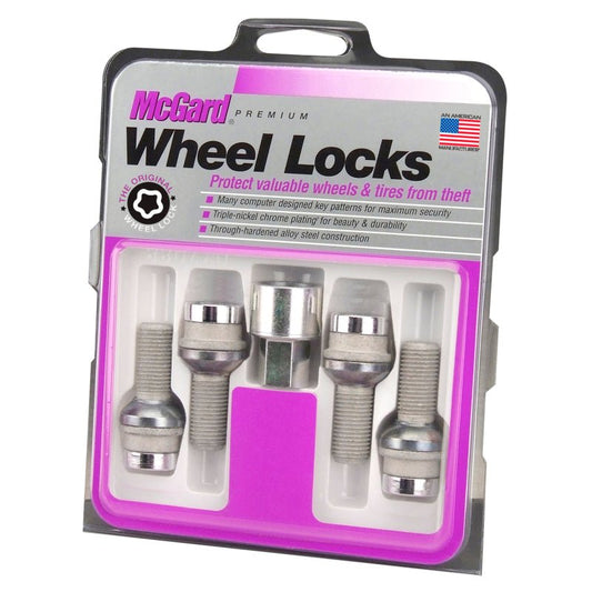 McGard - McGard Wheel Lock Bolt Set - 4pk. (Radius Seat) M14X1.5 / 19mm Hex / 35.4mm Shank Length - Chrome - Demon Performance