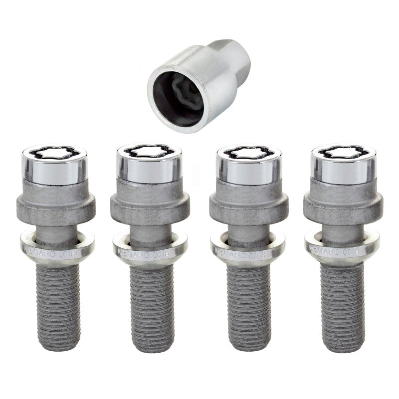 McGard - McGard Wheel Lock Bolt Set - 4pk. (Radius Seat) M14X1.5 / 19mm Hex / 35.4mm Shank Length - Chrome - Demon Performance