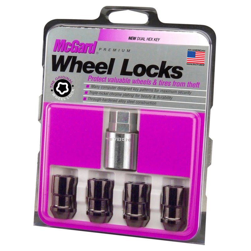 McGard - McGard Wheel Lock Nut Set - 4pk. (Cone Seat) 1/2 - 20 / 3/4 & 13/16 Dual Hex / 1.46in. Length - Black - Demon Performance