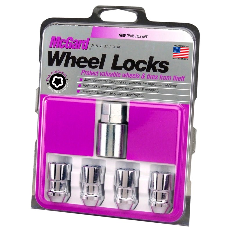 McGard - McGard Wheel Lock Nut Set - 4pk. (Cone Seat) 1/2 - 20 / 3/4 & 13/16 Dual Hex / 1.46in. Length - Chrome - Demon Performance