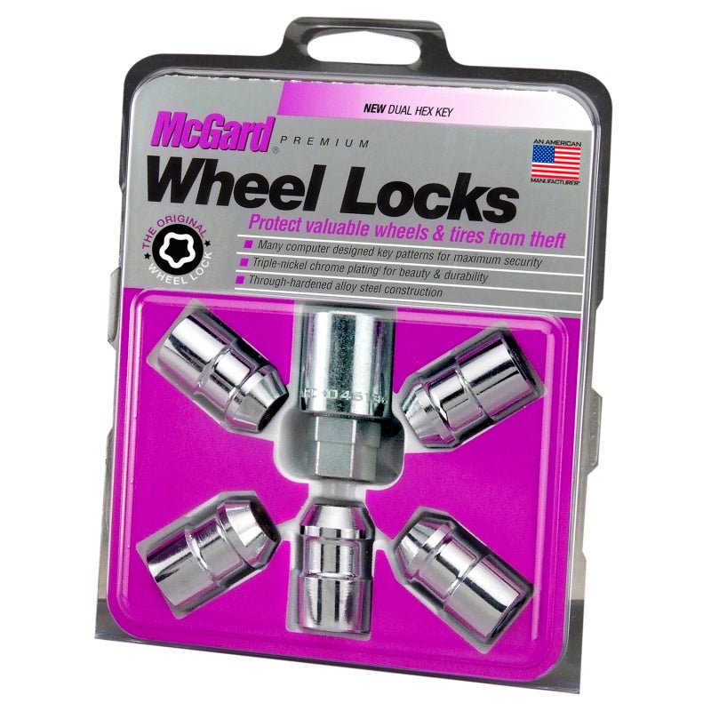 McGard - McGard Wheel Lock Nut Set - 5pk. (Cone Seat) 1/2 - 20 / 3/4 &13/16 Dual Hex / 1.46in. Length - Chrome - Demon Performance