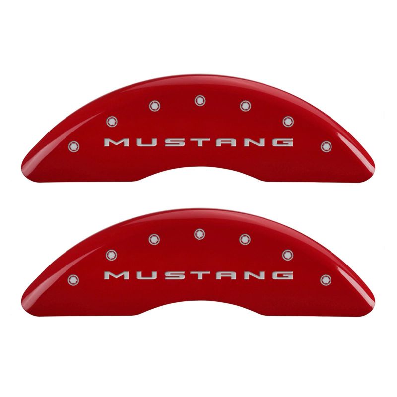 MGP - MGP 4 Caliper Covers Engraved Front 2015/Mustang Engraved Rear 2015/50 Red finish silver ch - Demon Performance