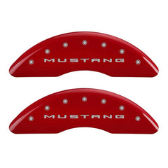 MGP - MGP 4 Caliper Covers Engraved Front 2015/Mustang Engraved Rear 2015/50 Red finish silver ch - Demon Performance