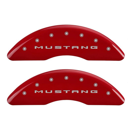 MGP - MGP 4 Caliper Covers Engraved Front 2015/Mustang Engraved Rear 2015/50 Red finish silver ch - Demon Performance