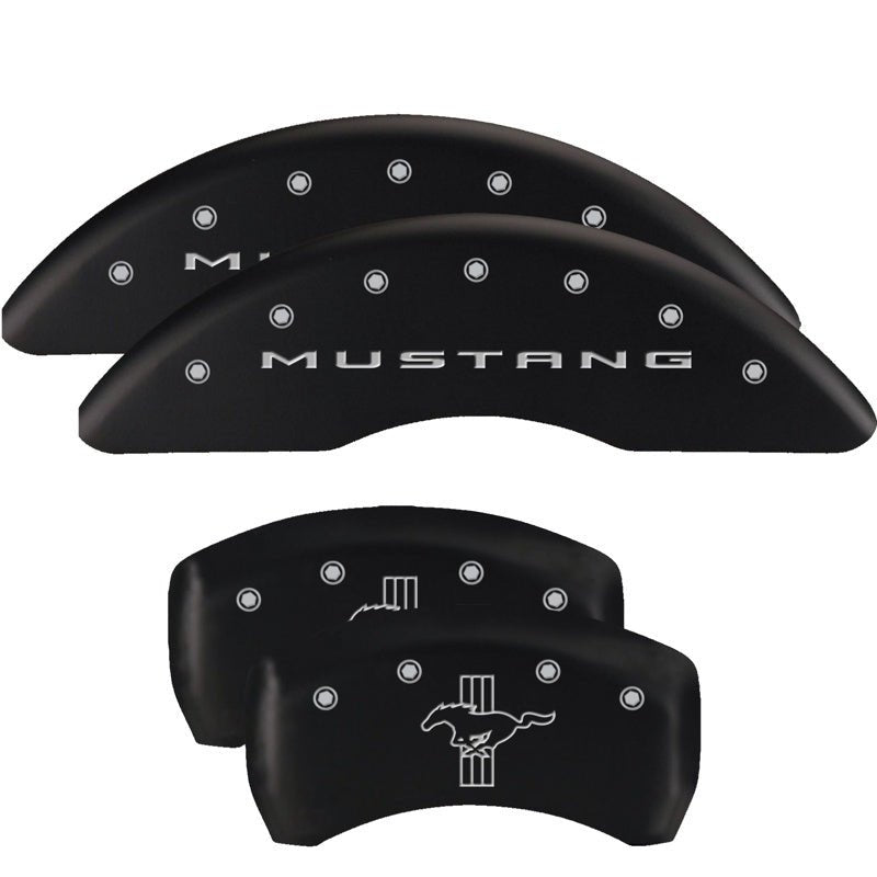 MGP - MGP 4 Caliper Covers Engraved Front 2015/Mustang Engraved Rear 2015/Bar & Pony Black finish slvr ch - Demon Performance