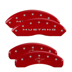 MGP - MGP 4 Caliper Covers Engraved Front 2015/Mustang Engraved Rear 2015/Bar & Pony Red finish silver ch - Demon Performance