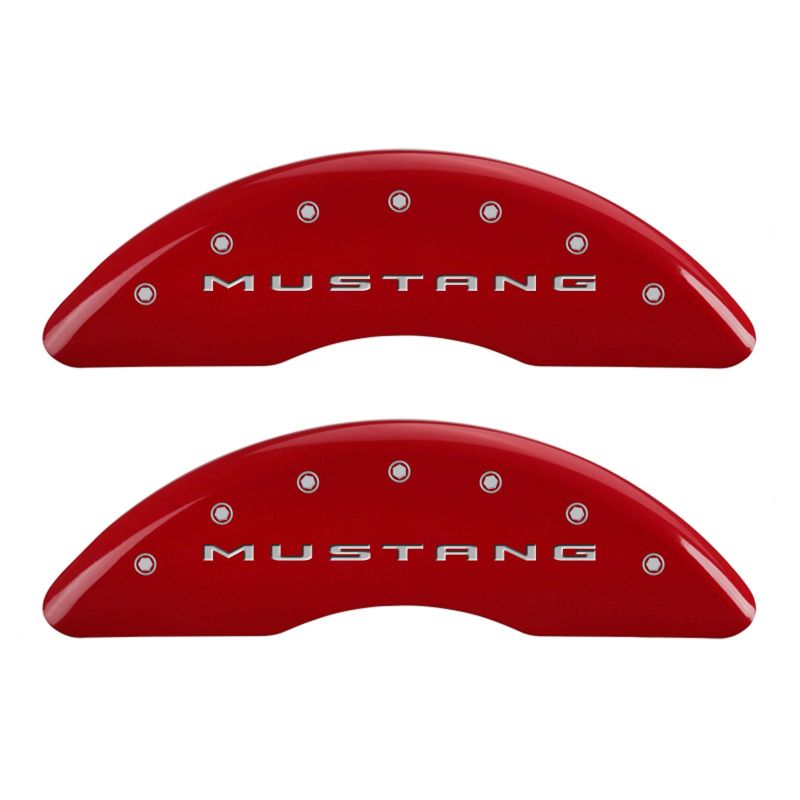 MGP - MGP 4 Caliper Covers Engraved Front 2015/Mustang Engraved Rear 2015/GT Red finish silver ch - Demon Performance
